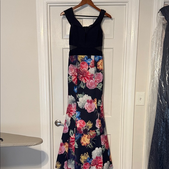 Xscape Black Dress with Colorful Floral Design - Picture 1 of 3